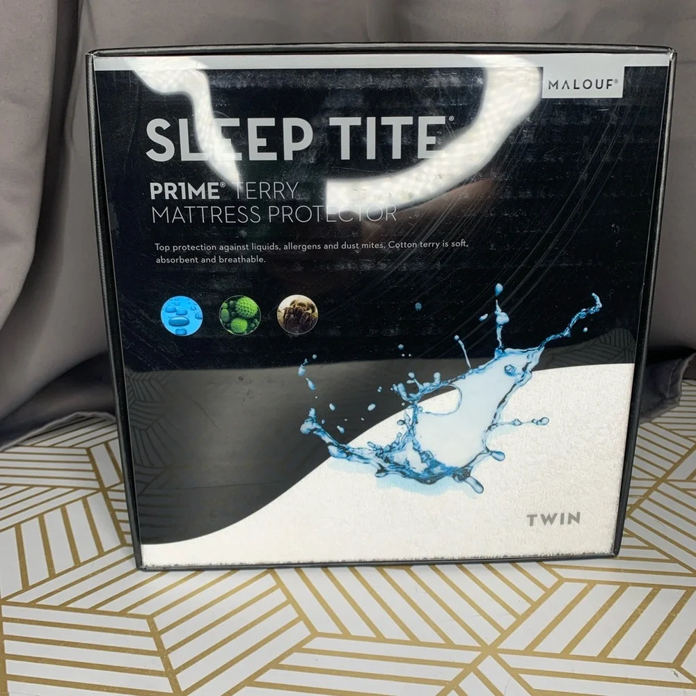 Malouf Sleep Tite Prime Terry Smooth Cotton Mattress Protector Twin Size